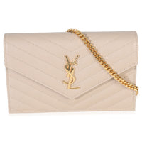 Dark Beige Grain De Poudre Cassandre Envelope Chain Wallet
