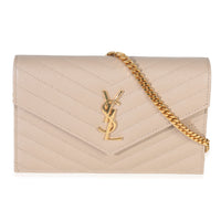 Dark Beige Grain De Poudre Cassandre Envelope Chain Wallet
