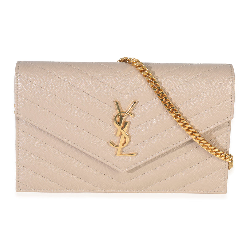 Dark Beige Grain De Poudre Cassandre Envelope Chain Wallet