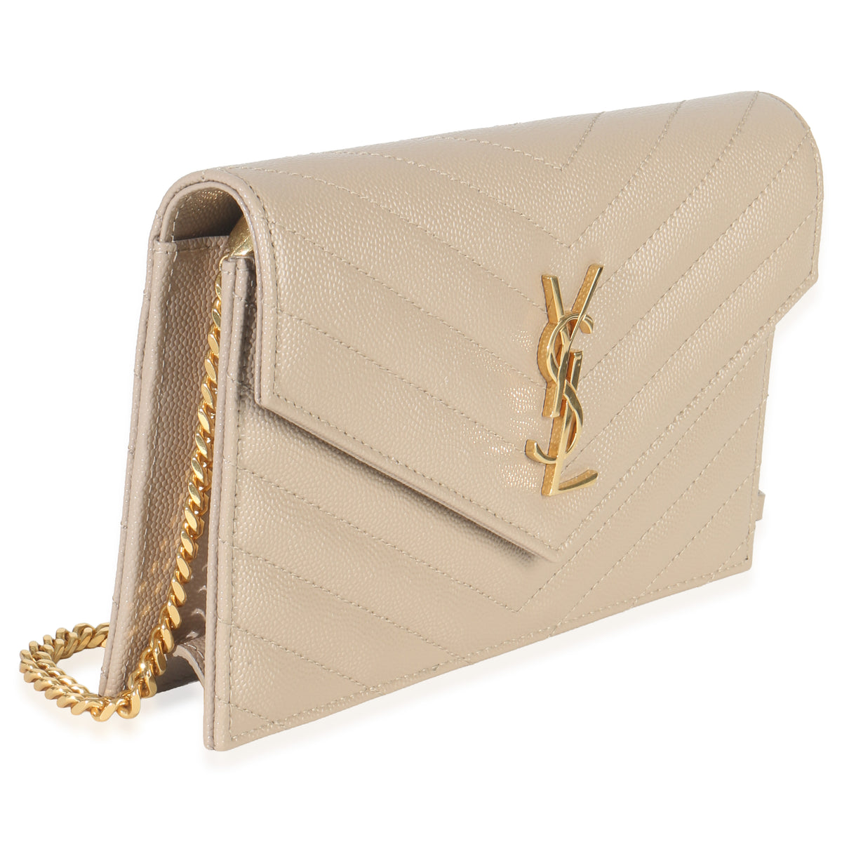 Dark Beige Grain De Poudre Cassandre Envelope Chain Wallet