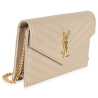 Dark Beige Grain De Poudre Cassandre Envelope Chain Wallet