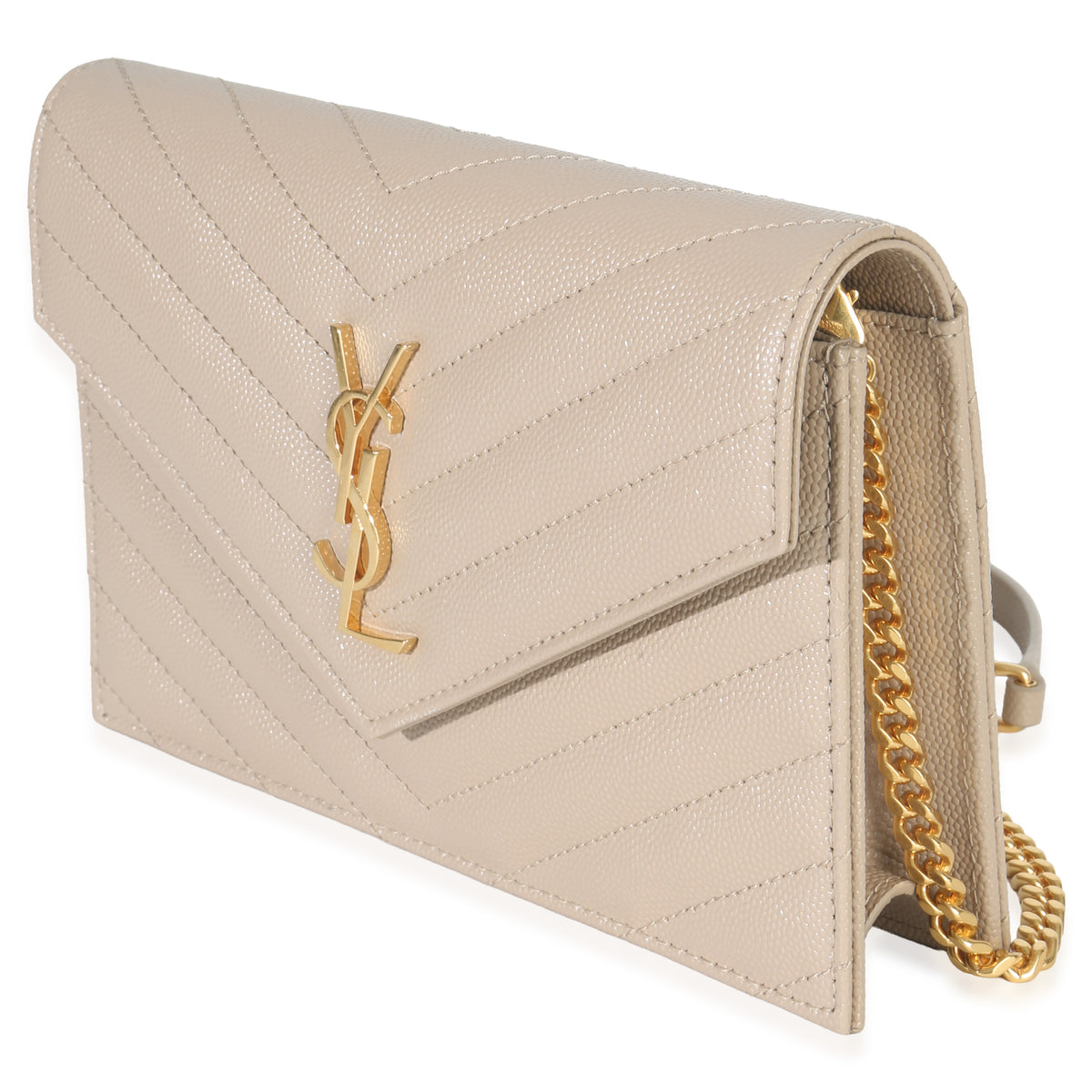 Dark Beige Grain De Poudre Cassandre Envelope Chain Wallet