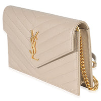 Dark Beige Grain De Poudre Cassandre Envelope Chain Wallet