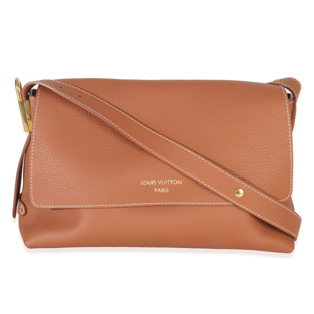 Cognac Grained Calfskin Low Key Messenger