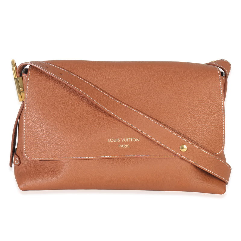 Cognac Grained Calfskin Low Key Messenger