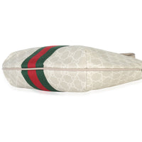 Gucci Mystic White GG Supreme Canvas Dollar Calfskin Web Small Ophidia Half Moon Handbag box
