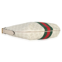 Gucci Mystic White GG Supreme Canvas Dollar Calfskin Web Small Ophidia Half Moon Handbag clasp