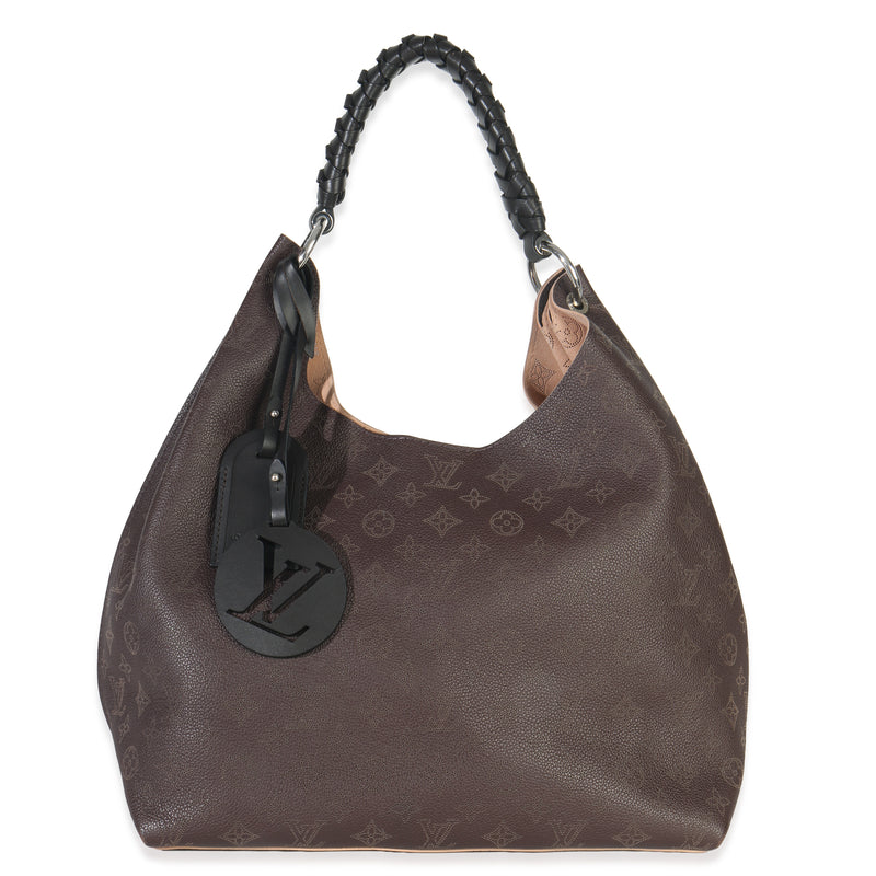 Chocolate Monogram Mahina Carmel Hobo