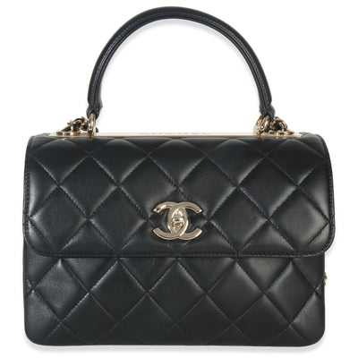 Black Quilted Lambskin Small Trendy CC Dual Handle Flap Bag
