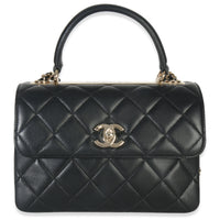 Black Quilted Lambskin Small Trendy CC Dual Handle Flap Bag