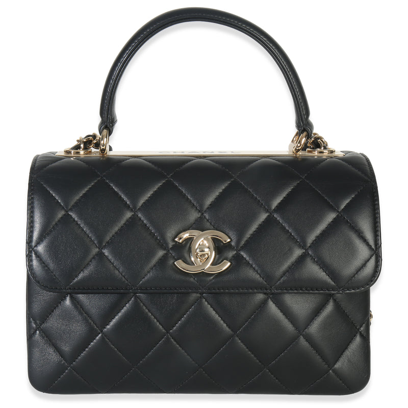 Black Quilted Lambskin Small Trendy CC Dual Handle Flap Bag