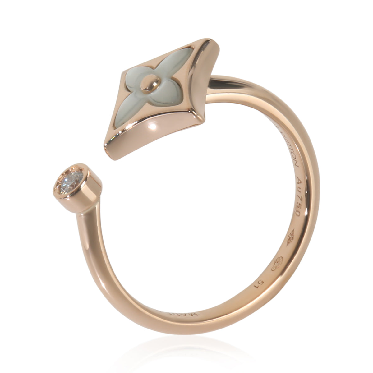 Rose Gold Mother Of Pearl and Diamond Color Blossom Ring