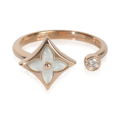 Rose Gold Mother Of Pearl and Diamond Color Blossom Ring
