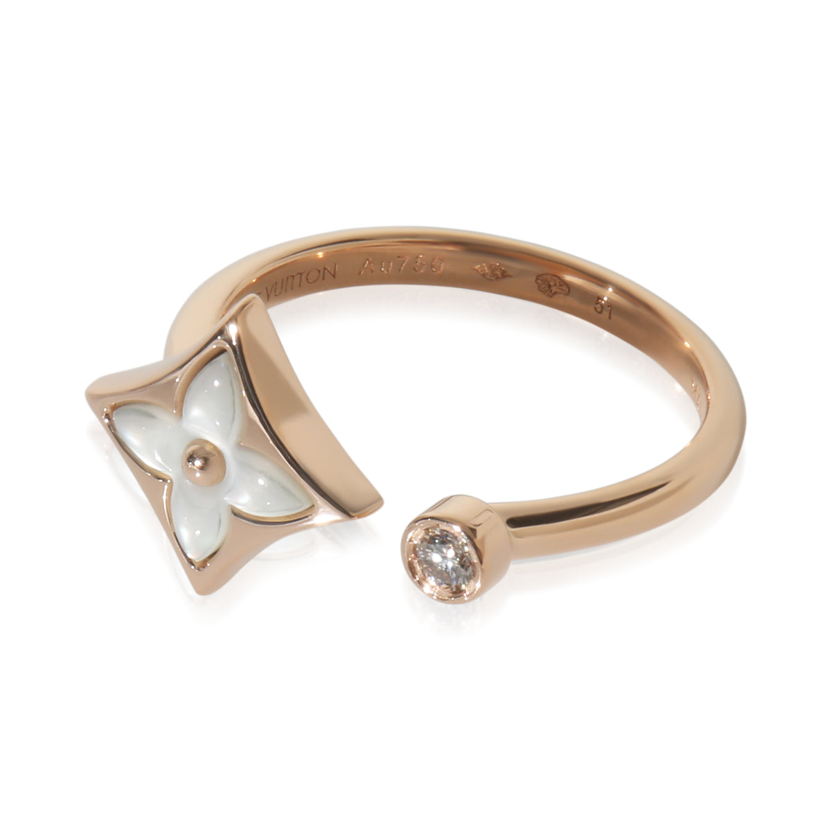 Rose Gold Mother Of Pearl and Diamond Color Blossom Ring