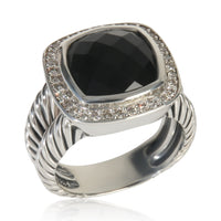 David Yurman Sterling Silver Onyx and Diamond Albion Ring bv