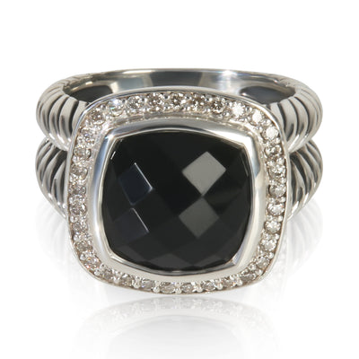 David Yurman Sterling Silver Onyx and Diamond Albion Ring fv