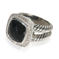 David Yurman Sterling Silver Onyx and Diamond Albion Ring sv