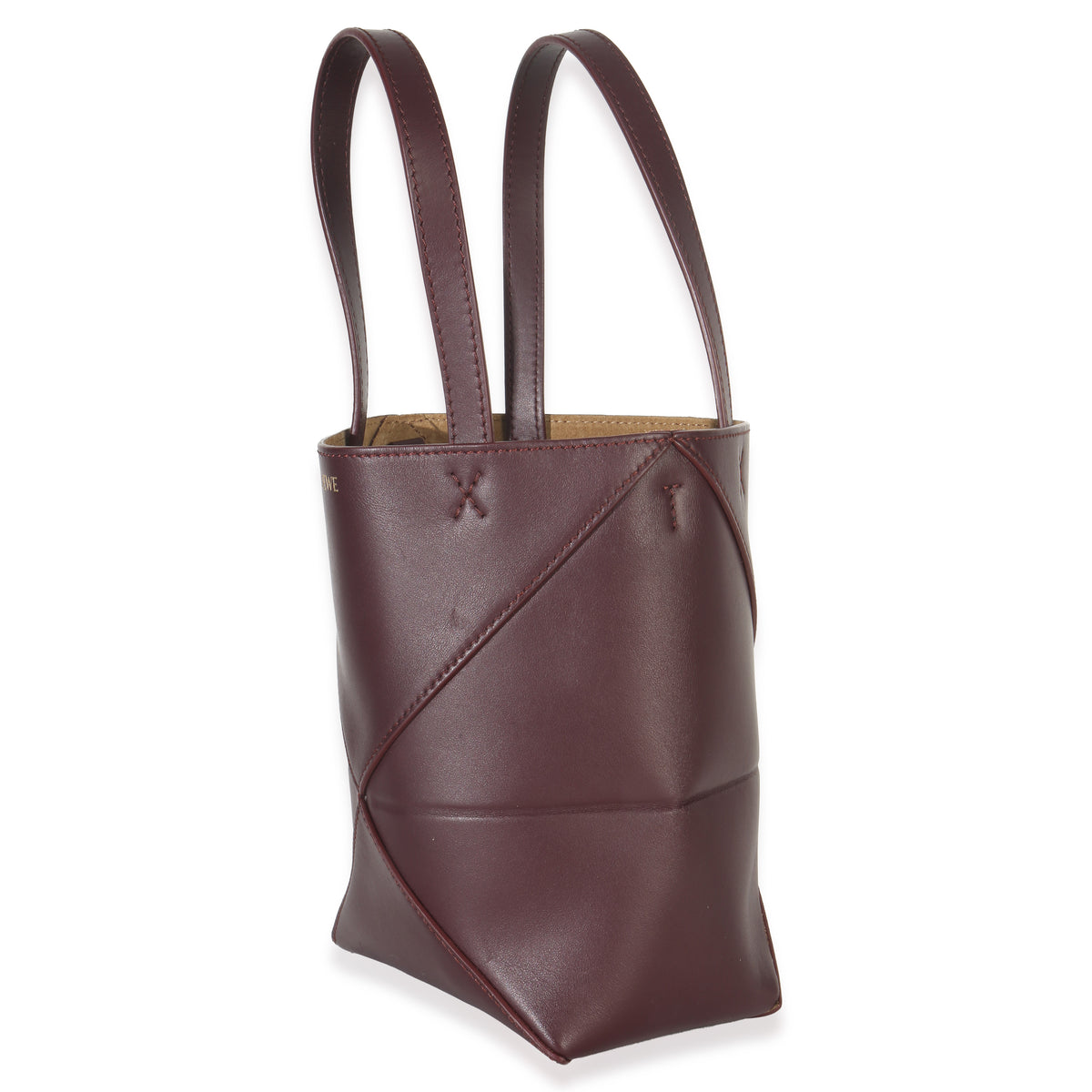 Loewe Burgundy Calfskin Mini Puzzle Fold Tote Handbag sv