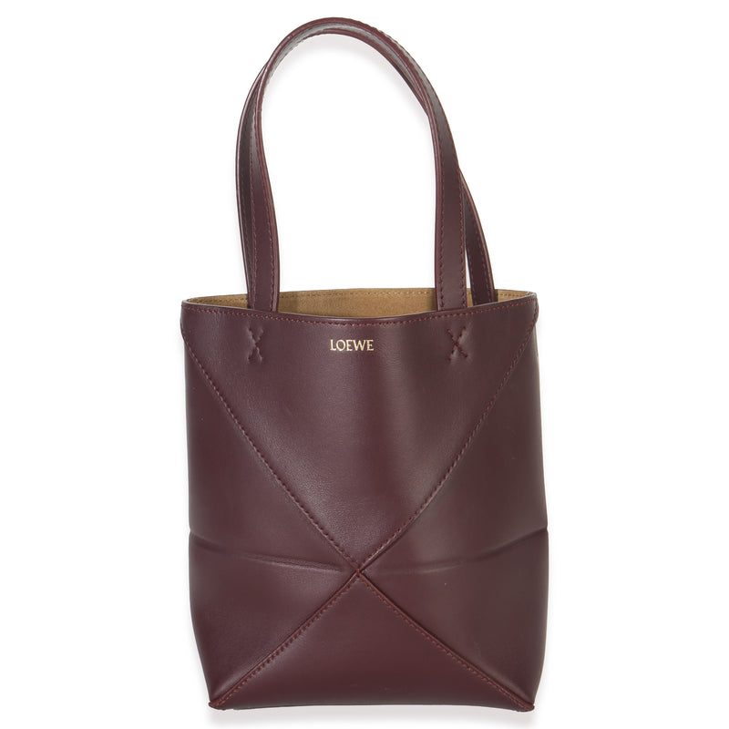 Burgundy Calfskin Mini Puzzle Fold Tote