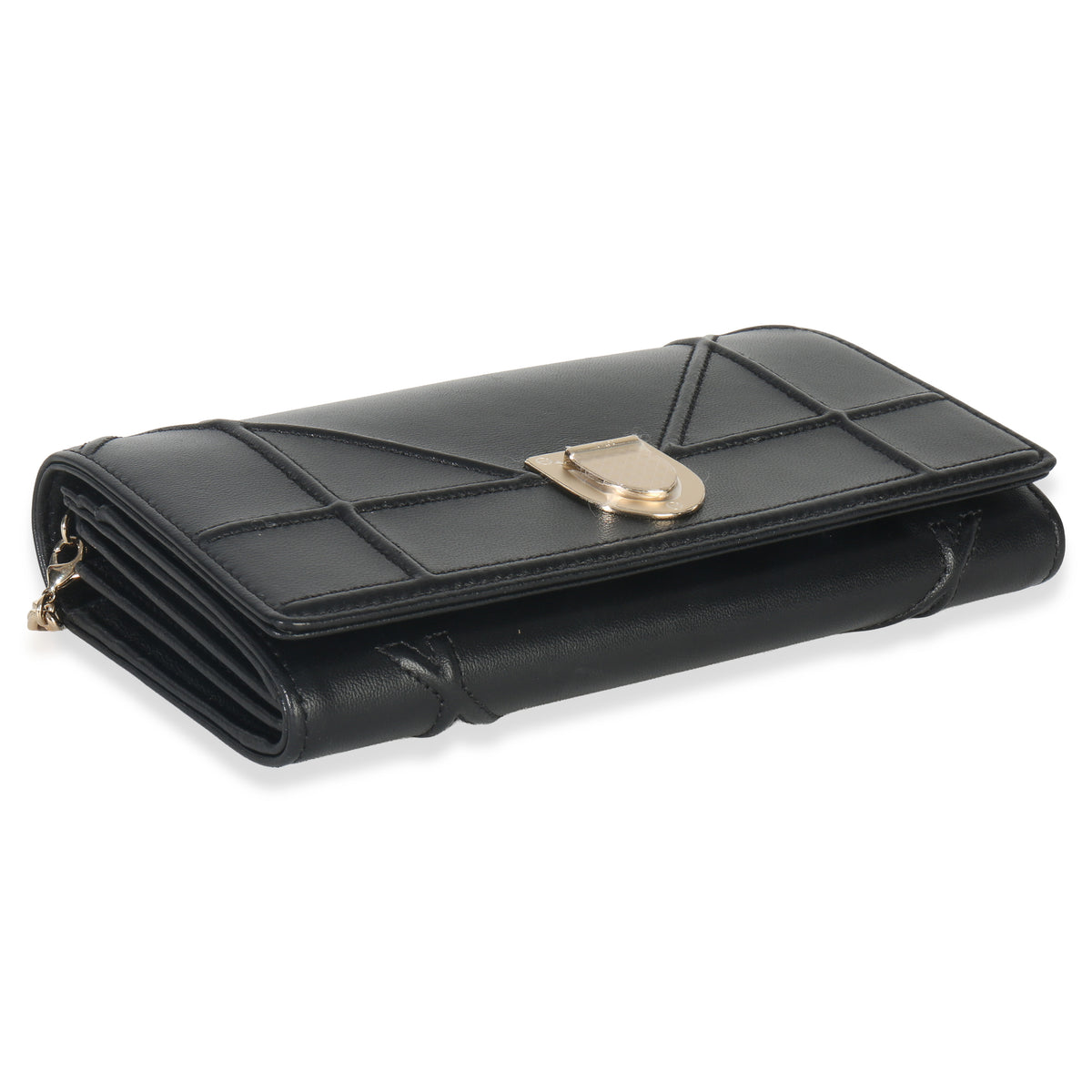 Christian Dior Black Calfskin Diorama Croisiere Chain Wallet Handbag clasp