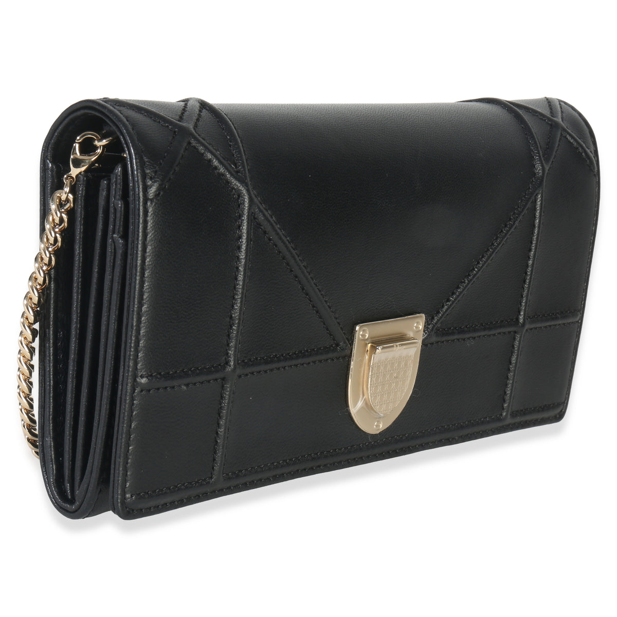 Christian Dior Black Calfskin Diorama Croisiere Chain Wallet Handbag pv