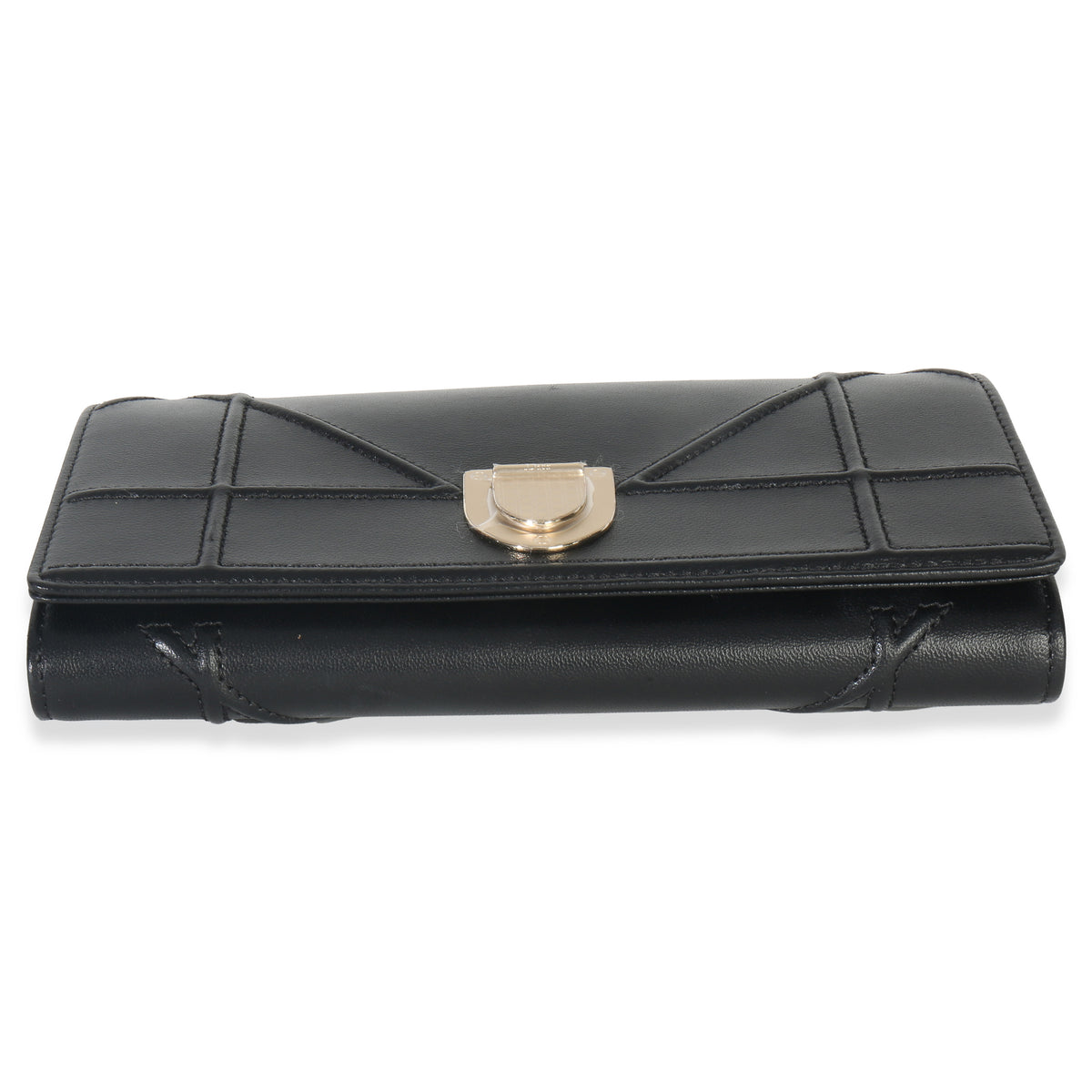 Christian Dior Black Calfskin Diorama Croisiere Chain Wallet Handbag stamp