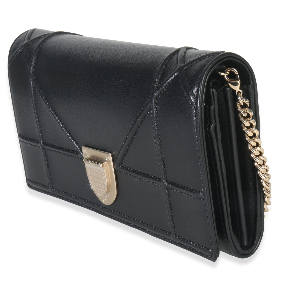 Christian Dior Black Calfskin Diorama Croisiere Chain Wallet Handbag sv