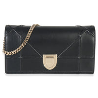 Christian Dior Black Calfskin Diorama Croisiere Chain Wallet Handbag fv