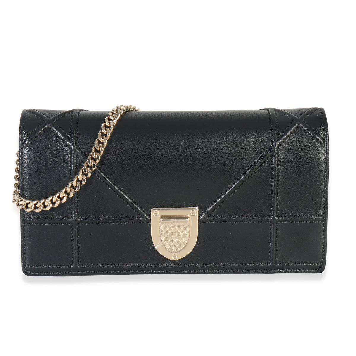 Black Calfskin Diorama Croisiere Chain Wallet