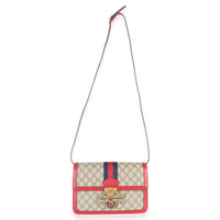 Gucci Red Calfskin GG Supreme Canvas Medium Margaret Shoulder Bag Handbag av