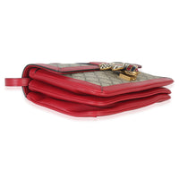 Gucci Red Calfskin GG Supreme Canvas Medium Margaret Shoulder Bag Handbag clasp