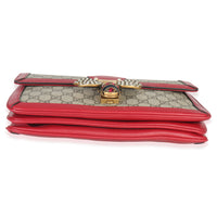 Gucci Red Calfskin GG Supreme Canvas Medium Margaret Shoulder Bag Handbag stamp