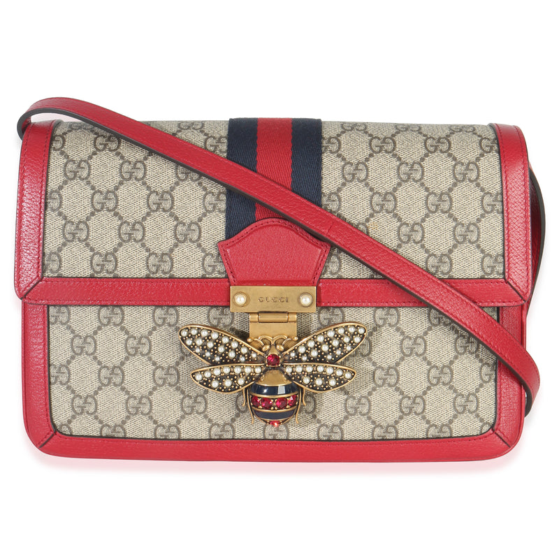 Red Calfskin GG Supreme Canvas Medium Margaret Shoulder Bag