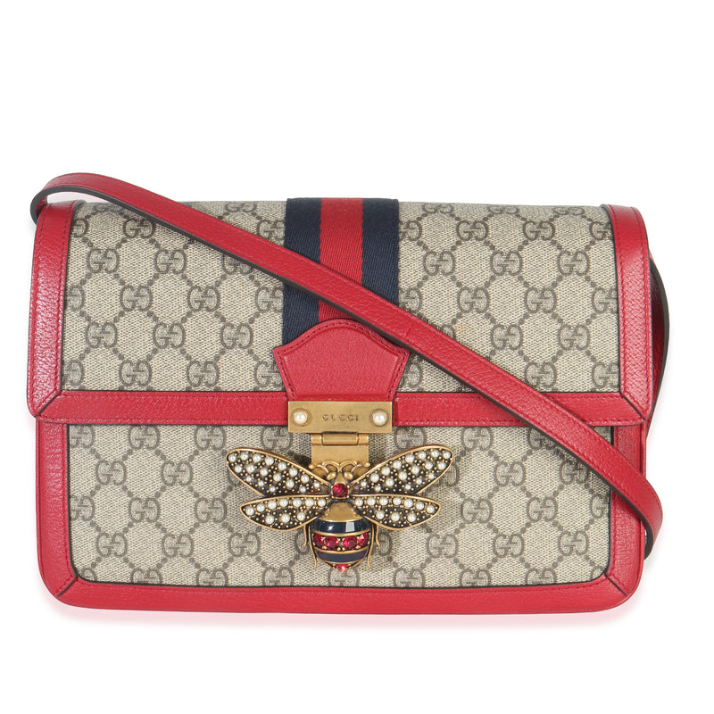 Red Calfskin GG Supreme Canvas Medium Margaret Shoulder Bag