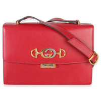 Gucci Red Smooth Calfskin Small Zumi Shoulder Flap Bag Handbag fv