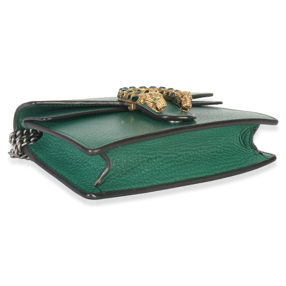 Gucci Green Dollar Calfskin Crystal Super Mini Dionysus Handbag clasp