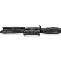 Gucci Black Matelasse Calfskin GG Marmont Triple Pouch Belt Bag Handbag bv