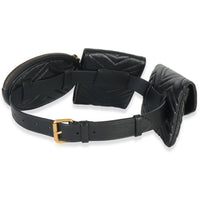 Gucci Black Matelasse Calfskin GG Marmont Triple Pouch Belt Bag Handbag pv