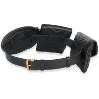 Black Matelasse Calfskin GG Marmont Triple Pouch Belt Bag