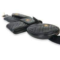 Black Matelasse Calfskin GG Marmont Triple Pouch Belt Bag