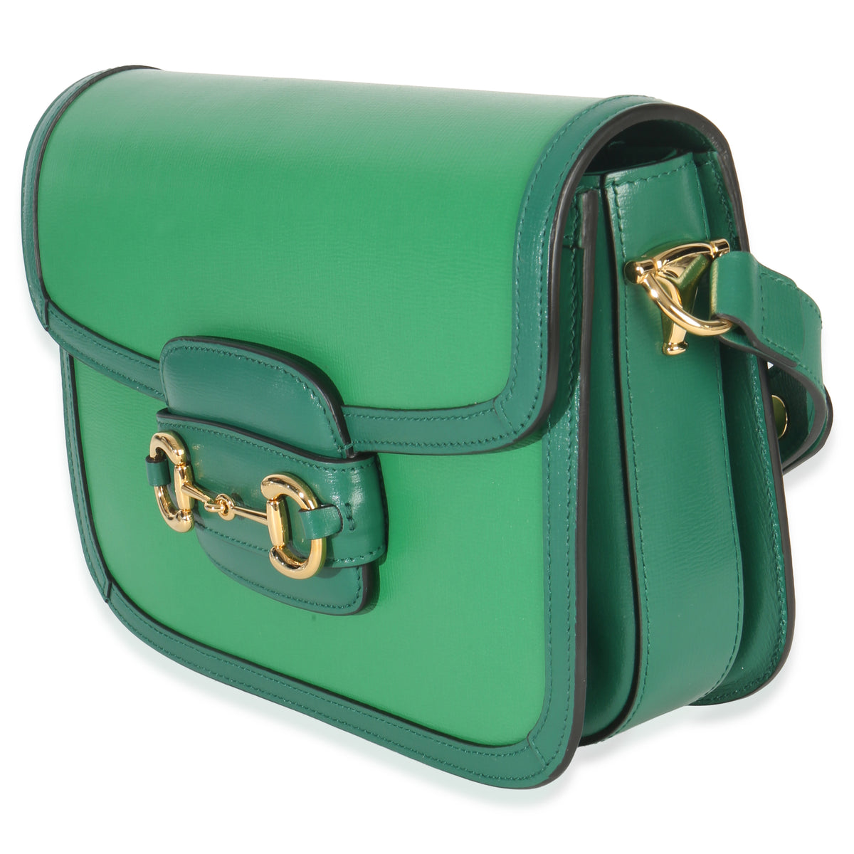 Gucci Emerald Green Azalea Calfskin Horsebit 1955 Shoulder Bag Handbag sv