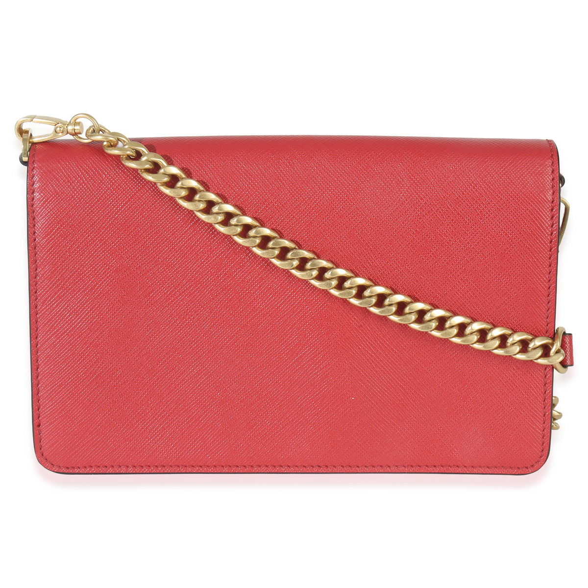 Prada Red Saffiano Triangle Logo Mini Crossbody Handbag bv