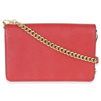 Prada Red Saffiano Triangle Logo Mini Crossbody Handbag bv