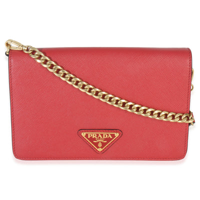 Prada Red Saffiano Triangle Logo Mini Crossbody Handbag fv