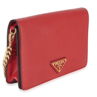Prada Red Saffiano Triangle Logo Mini Crossbody Handbag pv