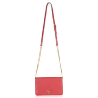 Red Saffiano Triangle Logo Mini Crossbody