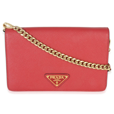 Red Saffiano Triangle Logo Mini Crossbody