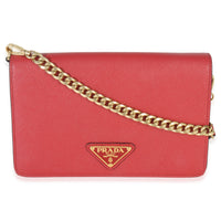 Red Saffiano Triangle Logo Mini Crossbody