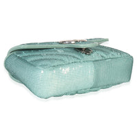 Gucci Blue Sequin Calfskin Matelasse Diagonal Small GG Marmont Shoulder Bag Handbag clasp