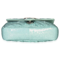 Gucci Blue Sequin Calfskin Matelasse Diagonal Small GG Marmont Shoulder Bag Handbag stamp